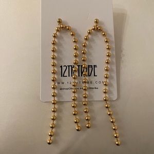 12th Tribe Gold Long Dangle Earrings